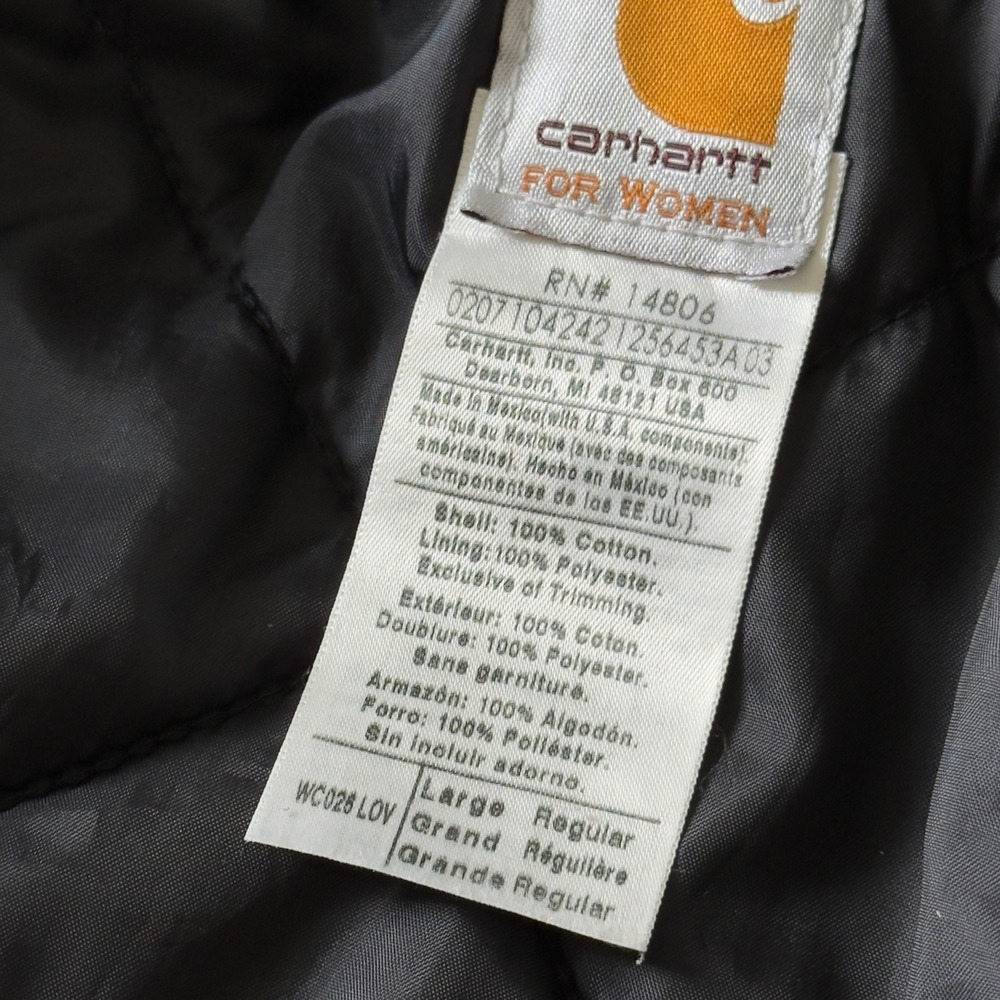 Womens Carhartt WC026 LOV Chore Jacket Large Olive Green Quilt Lined Canvas - Picture 5 of 6